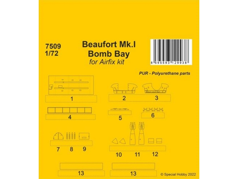 Beaufort Mk.I Bomb Bay 1/72 (For Airfix Kit) - zdjęcie 1 Beaufort Mk.I Bomb Bay 1/72 (For Airfix Kit) - zdjęcie 1