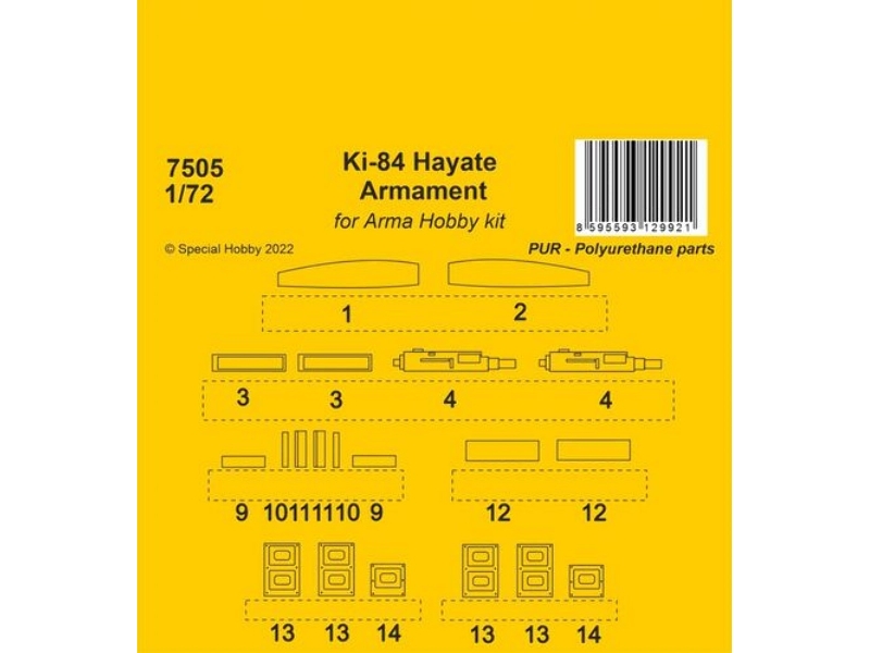 Ki-84 Hayate Armament (For Arma Hobby Kit) - zdjęcie 1 Ki-84 Hayate Armament (For Arma Hobby Kit) - zdjęcie 1