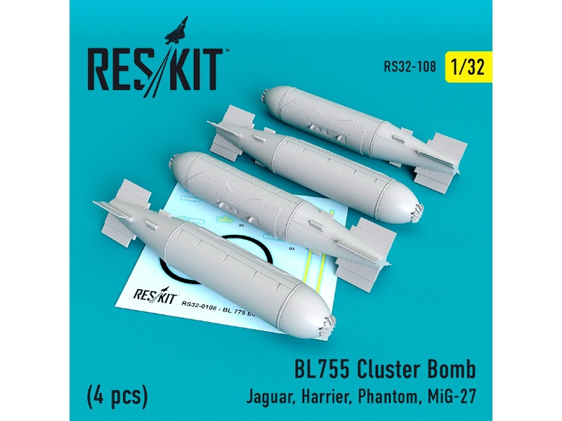 Bl755 Cluster Bomb 4 Pcs Jaguar, Harrier, Phantom, Mig-27 - zdjęcie 1 Bl755 Cluster Bomb 4 Pcs Jaguar, Harrier, Phantom, Mig-27 - zdjęcie 1