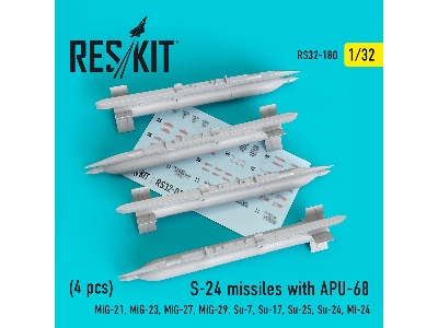 S-24 Missiles With Apu-68 4 Pcs Mig-21, Mig-23, Mig-27, Mig-29, Su-7, Su-17, Su-25, Su-24, Mi-24 - zdjęcie 1