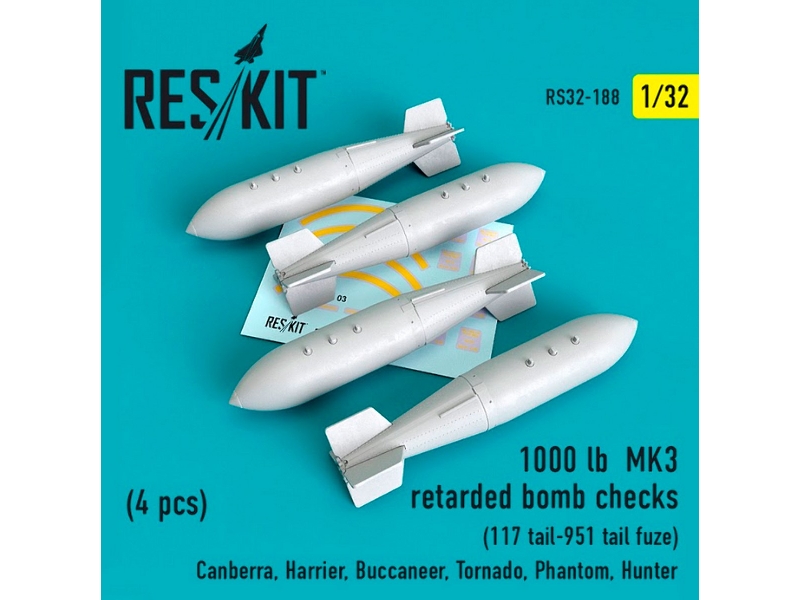 1000 Lb Mk3 Retarded Bomb Checks 4pcs 117 Tail-951 Tail Fuze Canberra, Harrier, Buccaneer, Tornado, Phantom, Hunter - zdjęcie 1