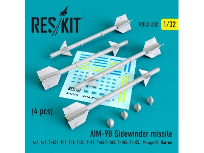 Aim-9b Sidewinder Missile 4 Pcs A-4, A-7, F-4d1, F-4, F-8, F-3h, F-11, F-86,f-100, F-104, F-105, Mirage Iii, Harrier - zdjęcie 1