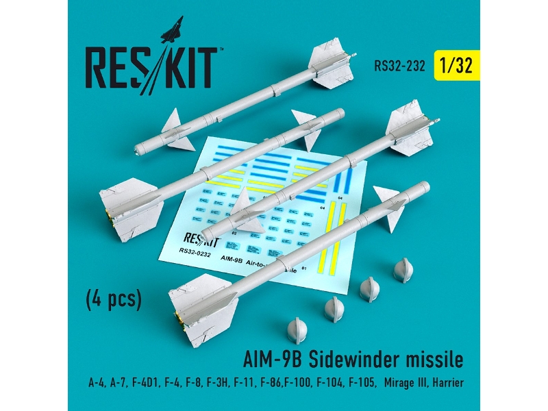Aim-9b Sidewinder Missile 4 Pcs A-4, A-7, F-4d1, F-4, F-8, F-3h, F-11, F-86,f-100, F-104, F-105, Mirage Iii, Harrier - zdjęcie 1 Aim-9b Sidewinder Missile 4 Pcs A-4, A-7, F-4d1, F-4, F-8, F-3h, F-11, F-86,f-100, F-104, F-105, Mirage Iii, Harrier - zdjęcie 1