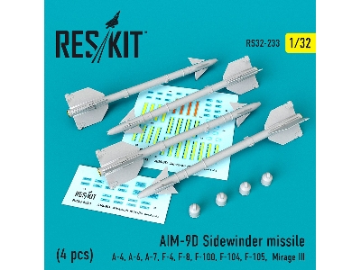 Aim-9d Sidewinder Missile 4 Pcs A-4, A-6, A-7, F-4, F-8, F-100, F-104, F-105, Mirage Iii - zdjęcie 1