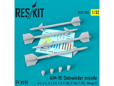 Aim-9e Sidewinder Missile 4 Pcs A-4, A-6, A-7, F-4, F-8, F-100, F-104, F-105, Mirage Iii - zdjęcie 1