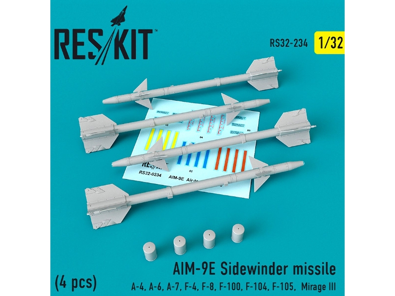 Aim-9e Sidewinder Missile 4 Pcs A-4, A-6, A-7, F-4, F-8, F-100, F-104, F-105, Mirage Iii - zdjęcie 1 Aim-9e Sidewinder Missile 4 Pcs A-4, A-6, A-7, F-4, F-8, F-100, F-104, F-105, Mirage Iii - zdjęcie 1