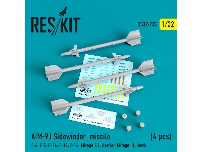 Aim-9j Sidewinder Missile 4 Pcs F-4, F-5, F-16, F-15, F-14, Mirage F.1, Harrier, Mirage Iii, Hawk - zdjęcie 1