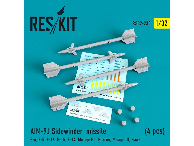 Aim-9j Sidewinder Missile 4 Pcs F-4, F-5, F-16, F-15, F-14, Mirage F.1, Harrier, Mirage Iii, Hawk - zdjęcie 1 Aim-9j Sidewinder Missile 4 Pcs F-4, F-5, F-16, F-15, F-14, Mirage F.1, Harrier, Mirage Iii, Hawk - zdjęcie 1