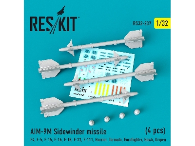 Aim-9m Sidewinder Missile 4 Pcs F4, F-5, F-15, F-16, F-18, F-22, F-111, Harrier, Tornado, Eurofighter, Hawk, Gripen - zdjęcie 1