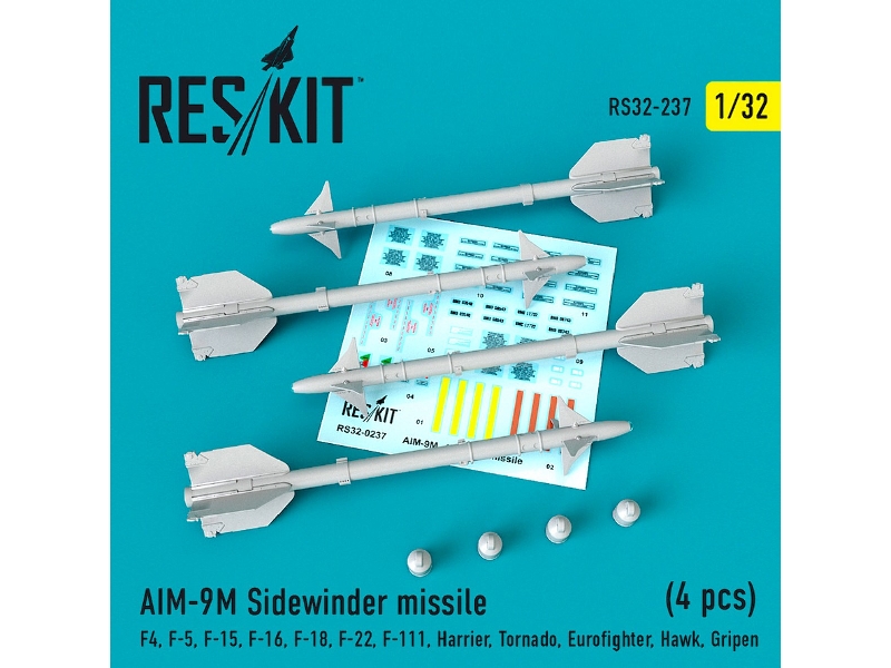 Aim-9m Sidewinder Missile 4 Pcs F4, F-5, F-15, F-16, F-18, F-22, F-111, Harrier, Tornado, Eurofighter, Hawk, Gripen - zdjęcie 1 Aim-9m Sidewinder Missile 4 Pcs F4, F-5, F-15, F-16, F-18, F-22, F-111, Harrier, Tornado, Eurofighter, Hawk, Gripen - zdjęcie 1