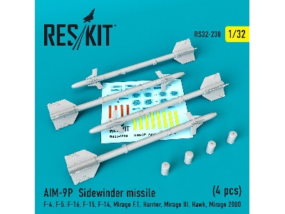 Aim-9p Sidewinder Missile 4 Pcs F-4, F-5, F-16, F-15, F-14, Mirage F.1, Harrier, Mirage Iii, Hawk, Mirage 2000 - zdjęcie 1