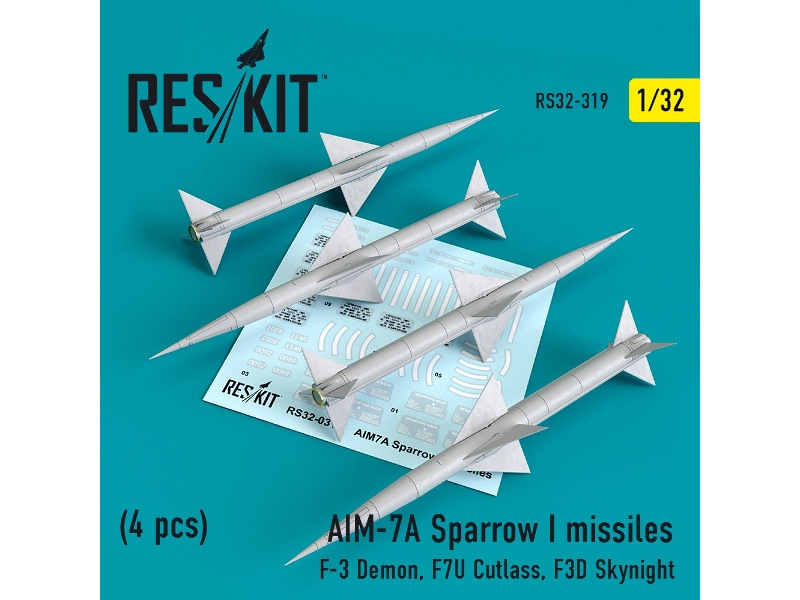 Aim-7a Sparrow I Missiles (4pcs) (F-3 Demon, F7u Cutlass, F3d Skynight) - zdjęcie 1 Aim-7a Sparrow I Missiles (4pcs) (F-3 Demon, F7u Cutlass, F3d Skynight) - zdjęcie 1