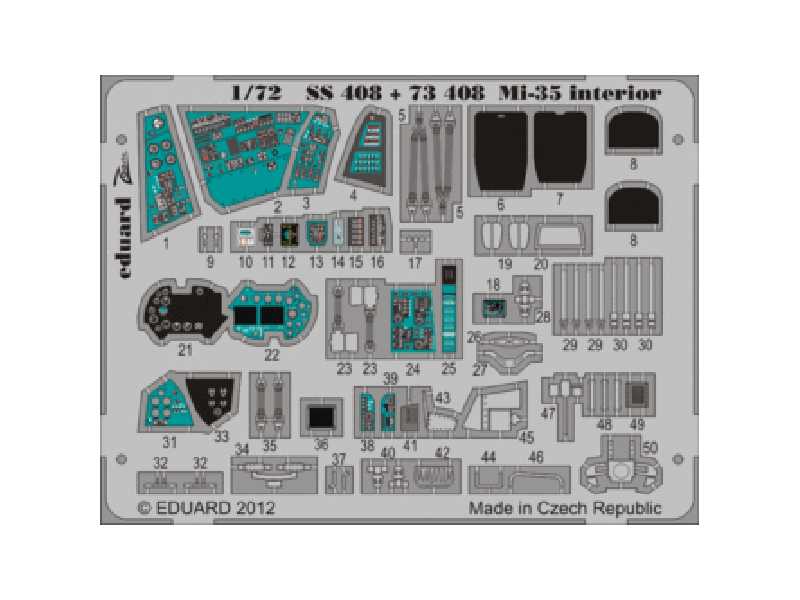 Mi-35 interior S. A. 1/72 - Zvezda - blaszki - zdjęcie 1 Mi-35 interior S. A. 1/72 - Zvezda - blaszki - zdjęcie 1