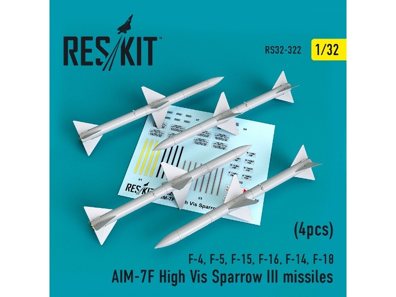 Aim-7f High Vis Sparrow Iii Missiles (4pcs)(F-4, F-5, F-15, F-16, F-14, F-18) - zdjęcie 1 Aim-7f High Vis Sparrow Iii Missiles (4pcs)(F-4, F-5, F-15, F-16, F-14, F-18) - zdjęcie 1