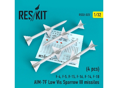 Aim-7f Low Vis Sparrow Iii Missiles (4pcs) (F-4, F-5, F-15, F-16, F-14, F-18) - zdjęcie 1
