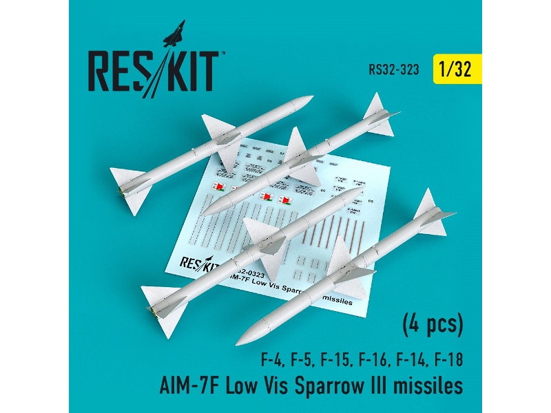 Aim-7f Low Vis Sparrow Iii Missiles (4pcs) (F-4, F-5, F-15, F-16, F-14, F-18) - zdjęcie 1