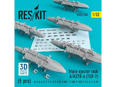 Triple Ejector Rack A/ A37b-6 Ter-7 5 Pcs A-4, A-6, A-7, F-4, S-3,f-8, F-84f, F-100, F-105, F-15, A-1, A-10 - zdjęcie 1