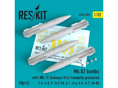 Mk.82 Bombs With Mk.15 Snakeye Fins Thermally Protected (4 Pcs)(F-4, F-8, F-14 F-18, A-1, A-4, A-6, A-7, Av-8b) - zdjęcie 1