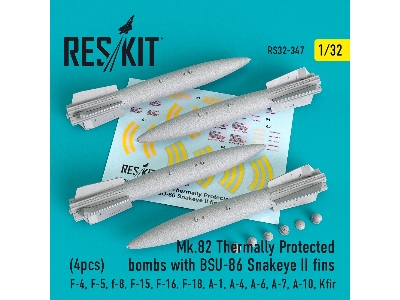 Mk.82 Thermally Protected Bombs With Bsu-86 Snakeye Ii Fins (4 Pcs) (F-4, F-5, F-8, F-15, F-16, F-18, A-1, A-4, A-6, A-7, A-10, 