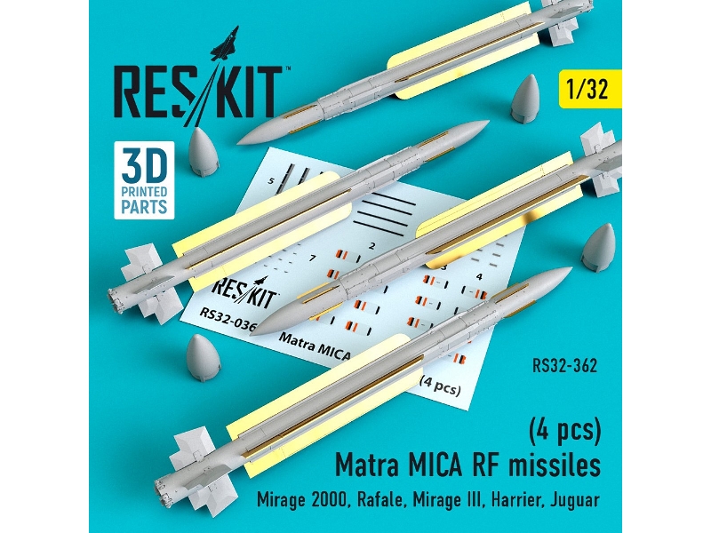 Matra Mica Rf Missiles (4 Pcs) (Mirage 2000, Rafale, Mirage Iii, Harrier, Jaguar) - zdjęcie 1