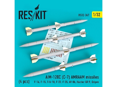 Aim-120c C-7 Amraam Missiles 4 Pcs F-16, F-15, F/A-18, F-22, F-35, Av-8b, Harrier Gr.9, Gripen - zdjęcie 1