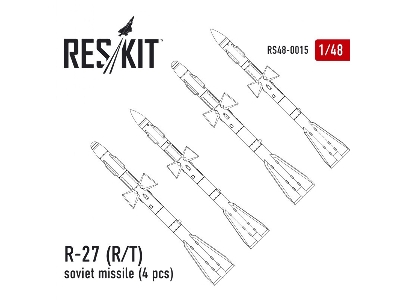 R-27 R/T Soviet Missile (4 Pcs) (Mig-29, Su-27/30/33/34/35) - zdjęcie 2