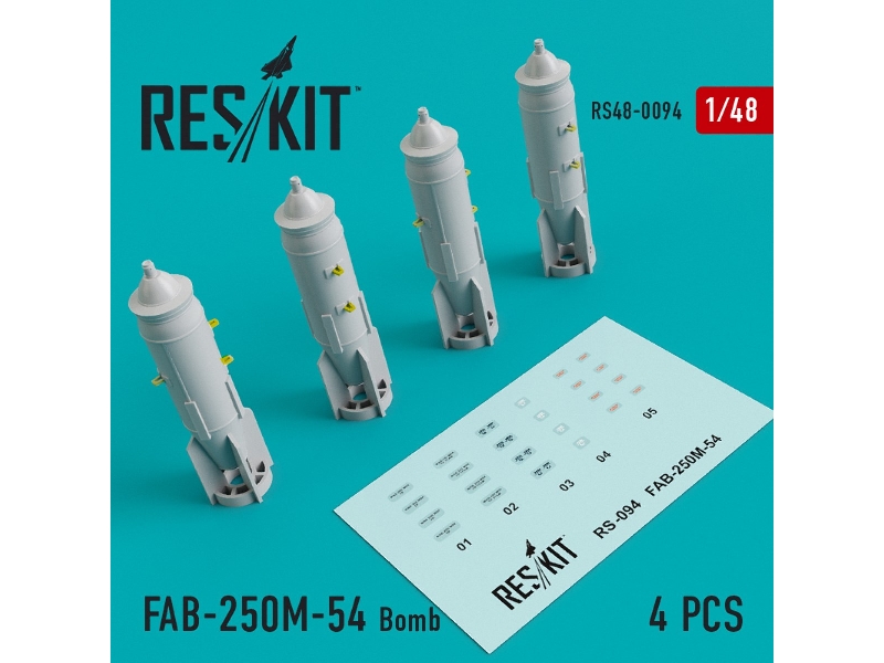 Fab-250М-54 Bomb (4 Pcs) (Mig-21/23/27/29, Su-7/17/20/22/24/25/27/30/34, Yak-130) - zdjęcie 1 Fab-250М-54 Bomb (4 Pcs) (Mig-21/23/27/29, Su-7/17/20/22/24/25/27/30/34, Yak-130) - zdjęcie 1