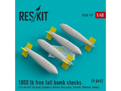 1000 Lb Free Fall Bomb Checks (114 Tail-947 Tail Fuze) (Canberra, Harrier, Buccaneer, Tornado, Phantom, Hunter) (4 Pcs) - zdjęci