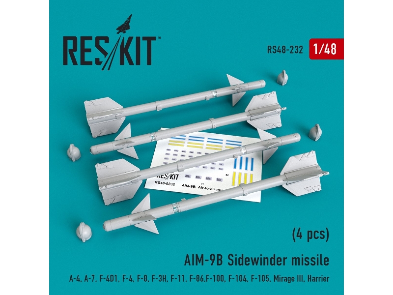 Aim-9b Sidewinder Missile (4 Pcs) A-4, A-7, F-4d1, F-4, F-8, F-3h, F-11, F-86,f-100, F-104, F-105, Mirage Iii, Harrier - zdjęcie Aim-9b Sidewinder Missile (4 Pcs) A-4, A-7, F-4d1, F-4, F-8, F-3h, F-11, F-86,f-100, F-104, F-105, Mirage Iii, Harrier - zdjęcie