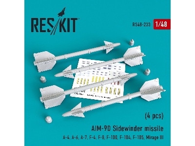 Aim-9d Sidewinder Missile (4 Pcs) A-4, A-6, A-7, F-4, F-8, F-100, F-104, F-105, Mirage Iii - zdjęcie 1