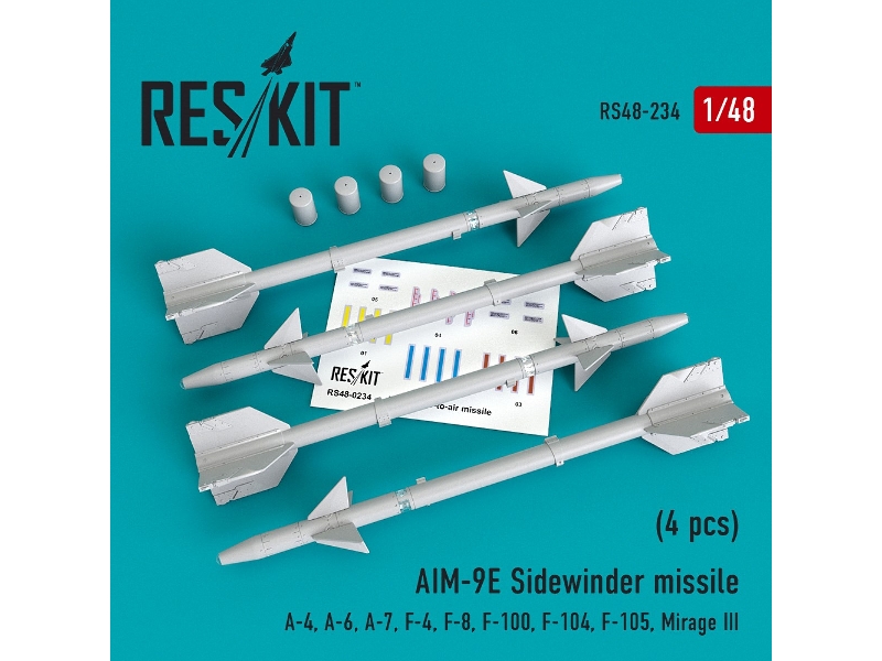 Aim-9e Sidewinder Missile (4 Pcs) A-4, A-6, A-7, F-4, F-8, F-100, F-104, F-105, Mirage Iii - zdjęcie 1