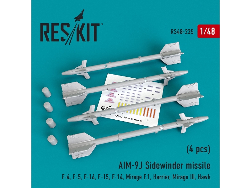 Aim-9j Sidewinder Missile (4 Pcs) F-4, F-5, F-16, F-15, F-14, Mirage F.1, Harrier, Mirage Iii, Hawk - zdjęcie 1 Aim-9j Sidewinder Missile (4 Pcs) F-4, F-5, F-16, F-15, F-14, Mirage F.1, Harrier, Mirage Iii, Hawk - zdjęcie 1