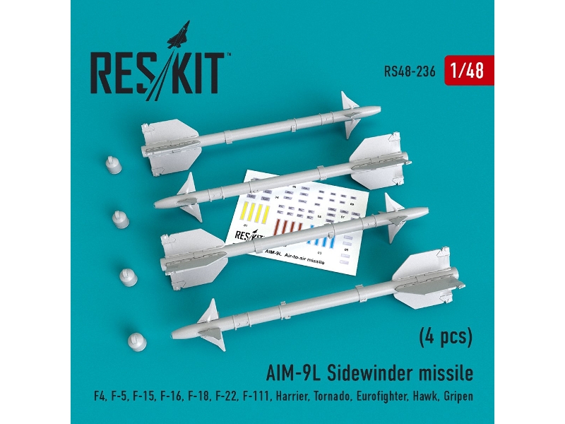 Aim-9l Sidewinder Missile (4 Pcs) F4, F-5, F-15, F-16, F-18, F-22, F-111, Harrier, Tornado, Eurofighter, Hawk, Gripen - zdjęcie Aim-9l Sidewinder Missile (4 Pcs) F4, F-5, F-15, F-16, F-18, F-22, F-111, Harrier, Tornado, Eurofighter, Hawk, Gripen - zdjęcie