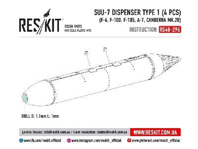 Suu-7 Dispenser Type 1 4 Pcs F-4, F-100, F-105, A-7, Canberra Mk.20 - zdjęcie 2