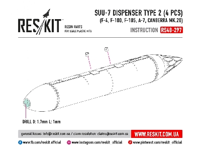 Suu-7 Dispenser Type 2 4 Pcs F-4, F-100, F-105, A-7, Canberra Mk.20 - zdjęcie 2