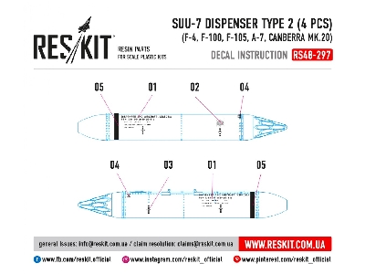 Suu-7 Dispenser Type 2 4 Pcs F-4, F-100, F-105, A-7, Canberra Mk.20 - zdjęcie 3