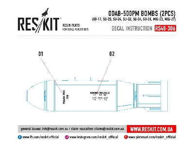 Odab-500pm Bombs 2pcs Su-17, Su-25, Su-24, Su-33, Su-34, Su-35, Mig-23, Mig-27 - zdjęcie 3