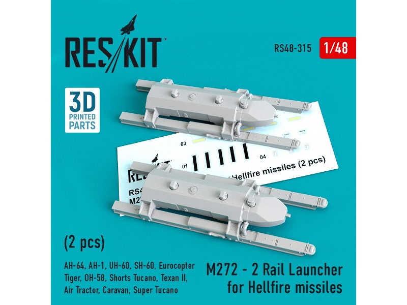 M272 - 2 Rail Launcher For Hellfire Missiles (2 Pcs) (Ah-64, Ah-1, Uh-60, Sh-60, Eurocopter Tiger, Oh-58, Shorts Tucano, Texan I M272 - 2 Rail Launcher For Hellfire Missiles (2 Pcs) (Ah-64, Ah-1, Uh-60, Sh-60, Eurocopter Tiger, Oh-58, Shorts Tucano, Texan I