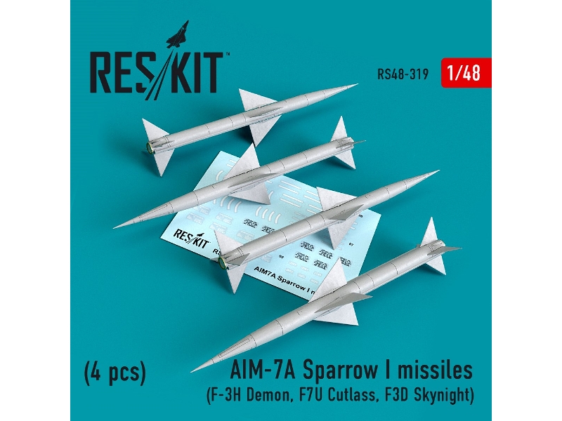 Aim-7a Sparrow I Missiles 4pcs F-3h Demon, F7u Cutlass, F3d Skynight - zdjęcie 1 Aim-7a Sparrow I Missiles 4pcs F-3h Demon, F7u Cutlass, F3d Skynight - zdjęcie 1