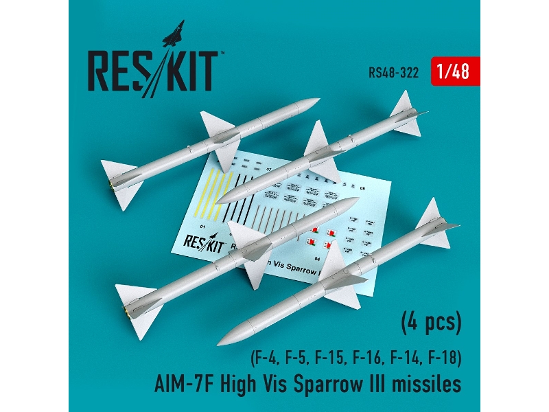 Aim-7f High Vis Sparrow Iii Missiles 4pcs F-4, F-5, F-15, F-16, F-14, F-18 - zdjęcie 1 Aim-7f High Vis Sparrow Iii Missiles 4pcs F-4, F-5, F-15, F-16, F-14, F-18 - zdjęcie 1