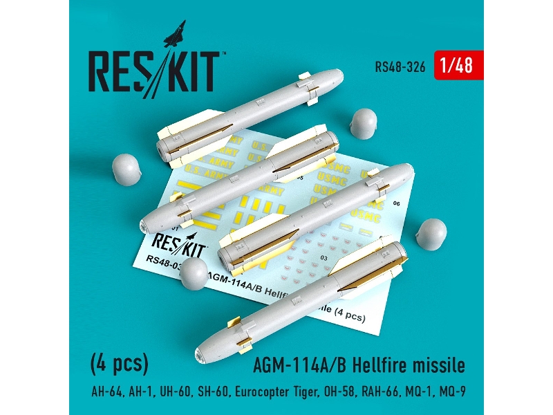 Agm-114a/B Hellfire Missiles (4 Pcs) (Ah-64, Ah-1, Uh-60, Sh-60, Eurocopter Tiger, Oh-58, Rah-66, Mq-1, Mq-9) - zdjęcie 1 Agm-114a/B Hellfire Missiles (4 Pcs) (Ah-64, Ah-1, Uh-60, Sh-60, Eurocopter Tiger, Oh-58, Rah-66, Mq-1, Mq-9) - zdjęcie 1