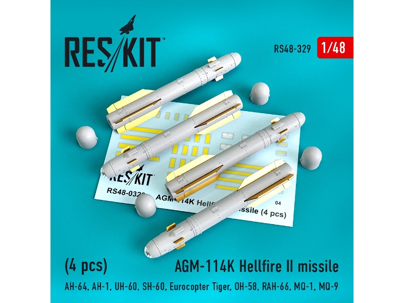 Agm-114k Hellfire Ii Missiles (4 Pcs) (Ah-64, Ah-1, Uh-60, Sh-60, Eurocopter Tiger, Oh-58, Rah-66, Mq-1, Mq-9) - zdjęcie 1