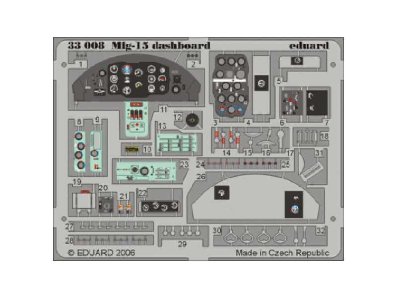  MiG-15 dashboard 1/32 - Trumpeter - blaszki - zdjęcie 1