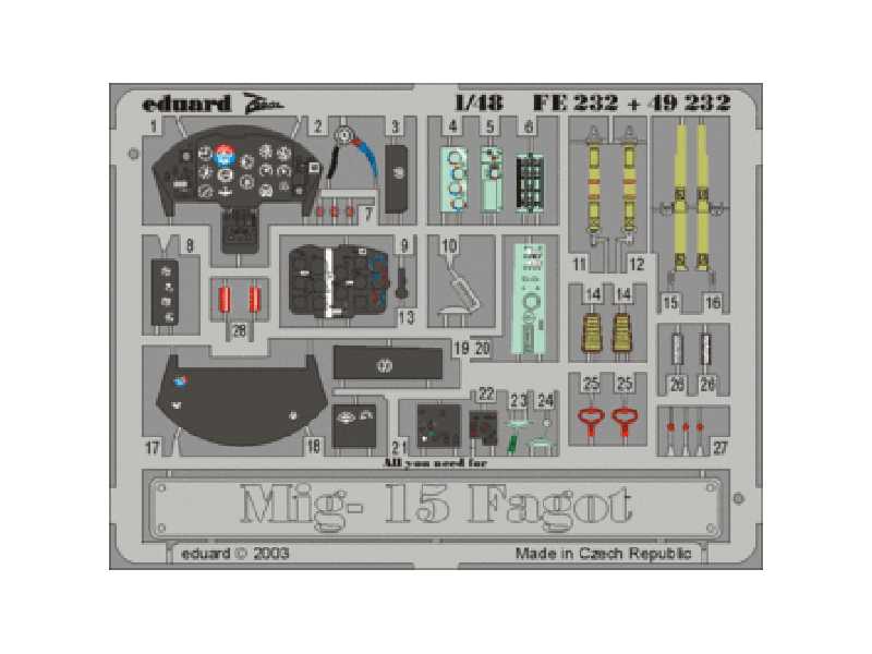 MiG-15 Fagot 1/48 - Trumpeter - blaszki - zdjęcie 1 MiG-15 Fagot 1/48 - Trumpeter - blaszki - zdjęcie 1