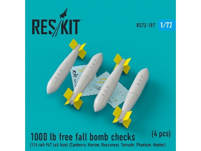 1000 Lb Free Fall Bomb Checks (114 Tail-947 Tail Fuze) (Canberra, Harrier, Buccaneer, Tornado, Phantom, Hunter) (4 Pcs) - zdjęci