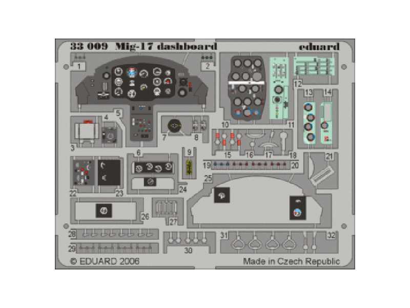  MiG-17 dashboard 1/32 - Trumpeter - blaszki - zdjęcie 1