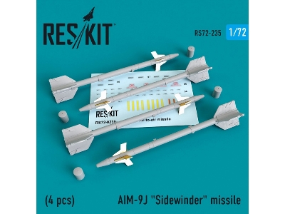 Aim-9j Sidewinder Missile (4 Pcs) F-4, F-5, F-16, F-15, F-14, Mirage F.1, Harrier, Mirage Iii, Hawk - zdjęcie 1