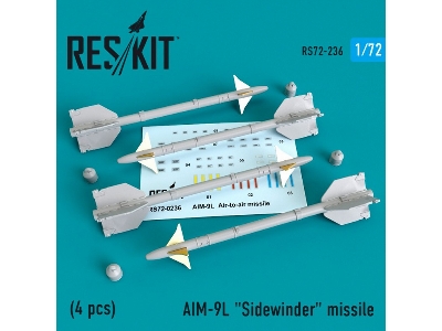 Aim-9l Sidewinder Missile (4 Pcs) F4, F-5, F-15, F-16, F-18, F-22, F-111, Harrier, Tornado, Eurofighter, Hawk, Gripe - zdjęcie 1