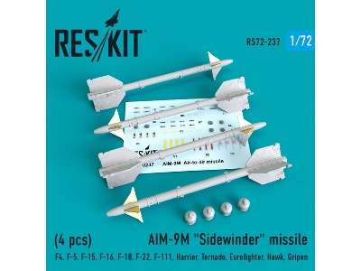 Aim-9m Sidewinder Missile (4 Pcs) F4, F-5, F-15, F-16, F-18, F-22, F-111, Harrier, Tornado, Eurofighter, Hawk, Gripe - zdjęcie 1