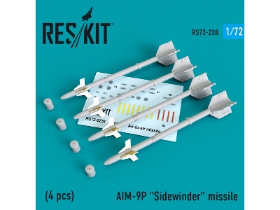 Aim-9p Sidewinder Missile (4 Pcs) F-4, F-5, F-16, F-15, F-14, Mirage F.1, Harrier, Mirage Iii, Hawk, Mirage 2000 - zdjęcie 1
